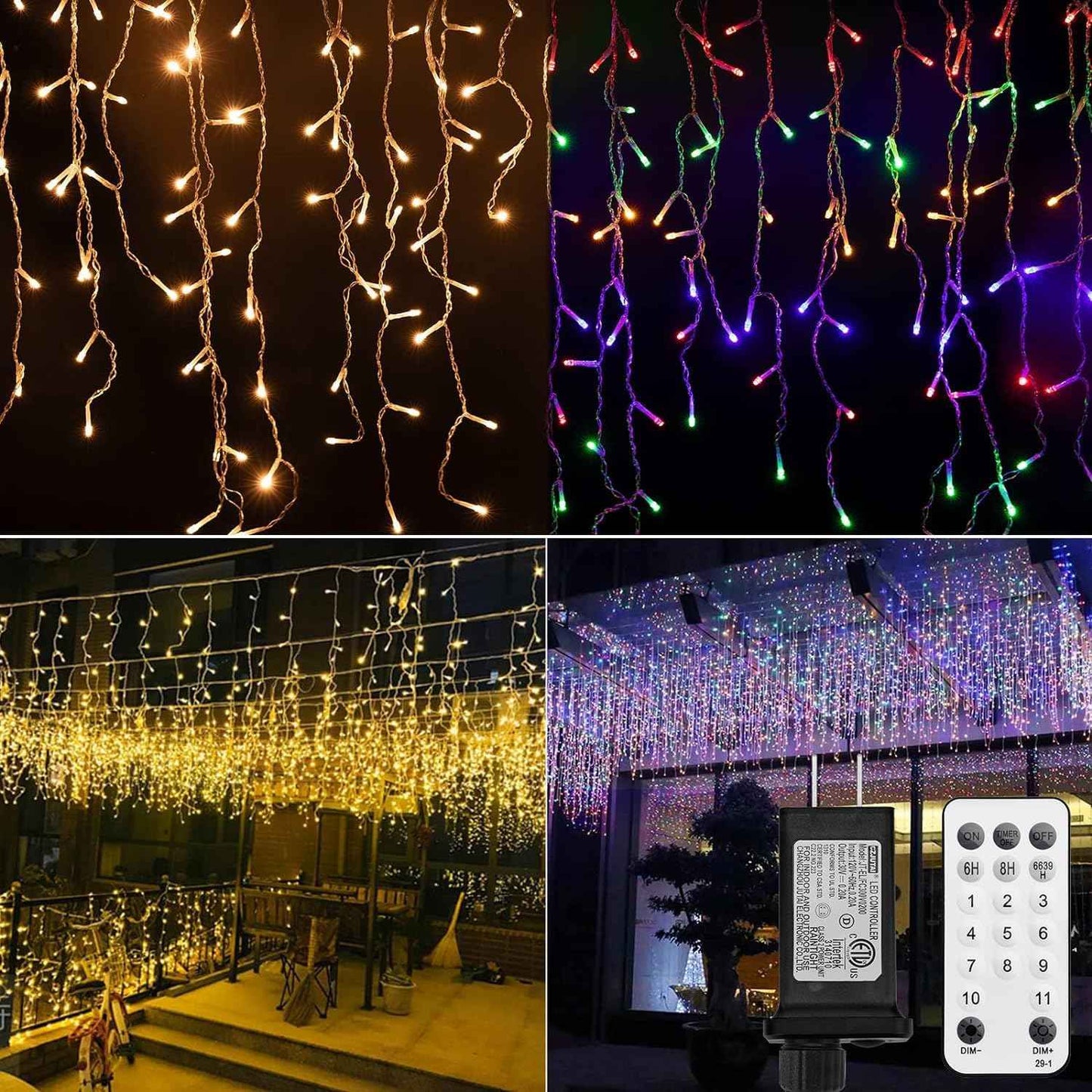 Brightown 40FT Warm White Icicle Christmas Lights, 432 LED Outdoor Waterproof String Lights with 81 Drops, 8 Modes, Timer, Connectable, Remote Included