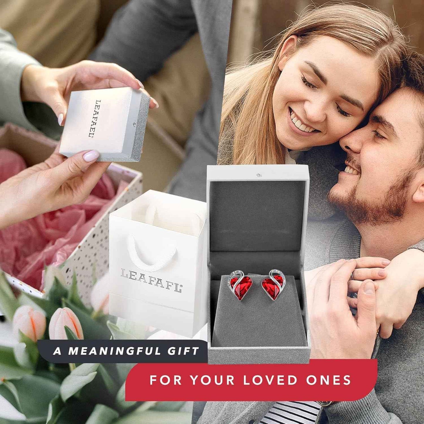 Leafael Infinity love Heart Birthstone Stud Earrings for Women, Valentine's Day Gifts for Mom, Wife, and Her, Silver Plated Birthday Jewelry