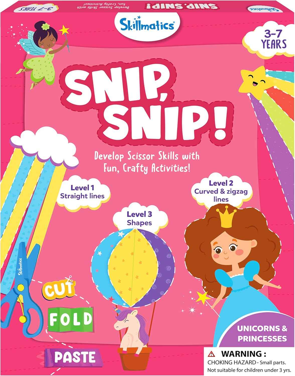 Skillmatics Scissor Skills Activity Book - Snip Snip, Stocking Stuffers, 25 Fun Cutting & Creative Activities, Fine Motor Skills, Felt Craft Kit, Christmas Gifts for Kids Ages 3, 4, 5, 6, 7