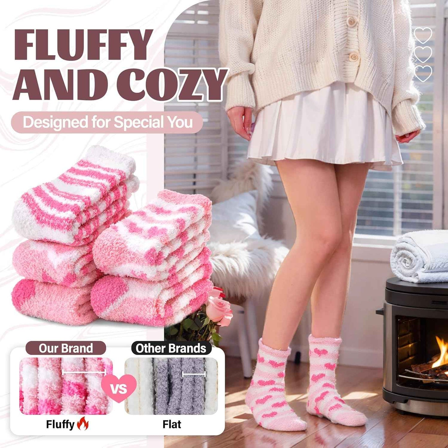 Anlisim Fuzzy Socks for Women, Soft Comfy Cozy Fluffy Thick Winter Warm Fleece Slipper Socks