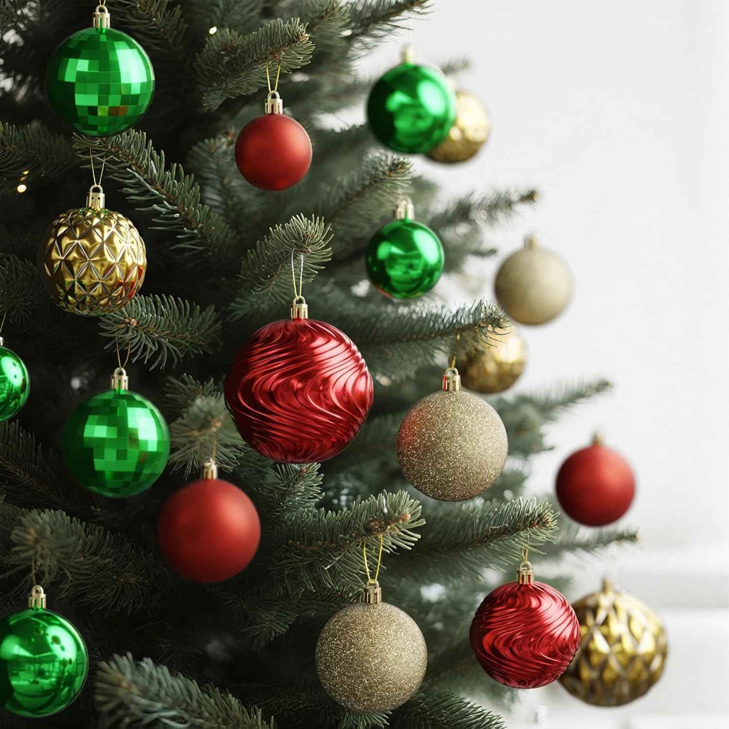 Annecy Christmas Tree Ornaments - 36 PCS Shatterproof Christmas Ball Ornaments Set for Holiday, Wreath & Party Decorations (Multi-Size, Red, Green, Gold)