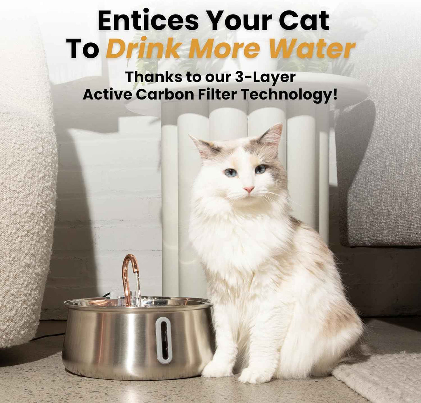 stainless steel kitty spout 2.0 cat water fountain automatic circulating bowl dishwasher safe indoor pets 4l corded