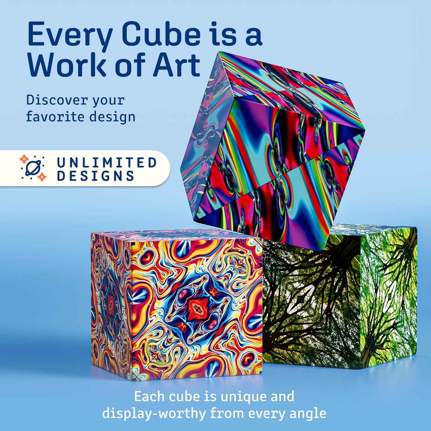 Shashibo Shape Shifting Box - Award-Winning Fidget Toy w/ 36 Rare Earth Magnets - Fidget Cube Transforms Into Over 70 Shapes, Sensory Toy Gift for Kids, Teens, and Adults (Spaced Out)