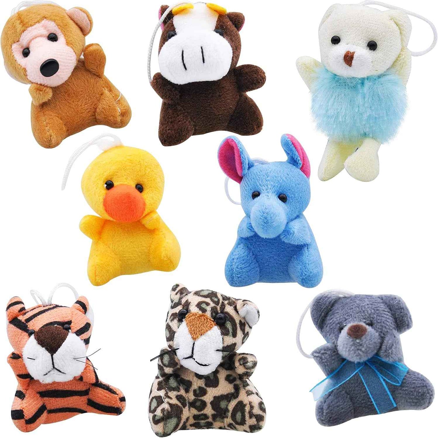 JOYIN 24 Pack Mini Animal Plush Toy Assortment (24 Units 3" Each), Animals Keychain Decoration for Kids, Small Stuffed Animal Bulk for Kids, Carnival Prizes, School Gifts, Christmas Goodie Bags