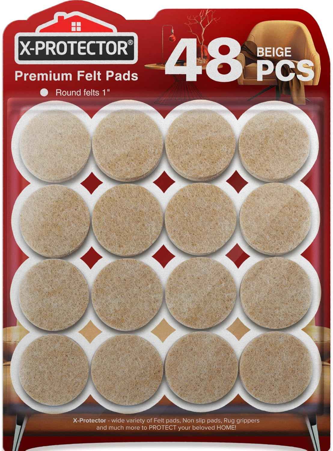 Felt Furniture Pads X-PROTECTOR 133 PCS Premium Furniture Pads - Felt Pads Furniture Feet Best Wood Floor Protectors - Protect Your Hardwood & Laminate Flooring! Brown and Beige