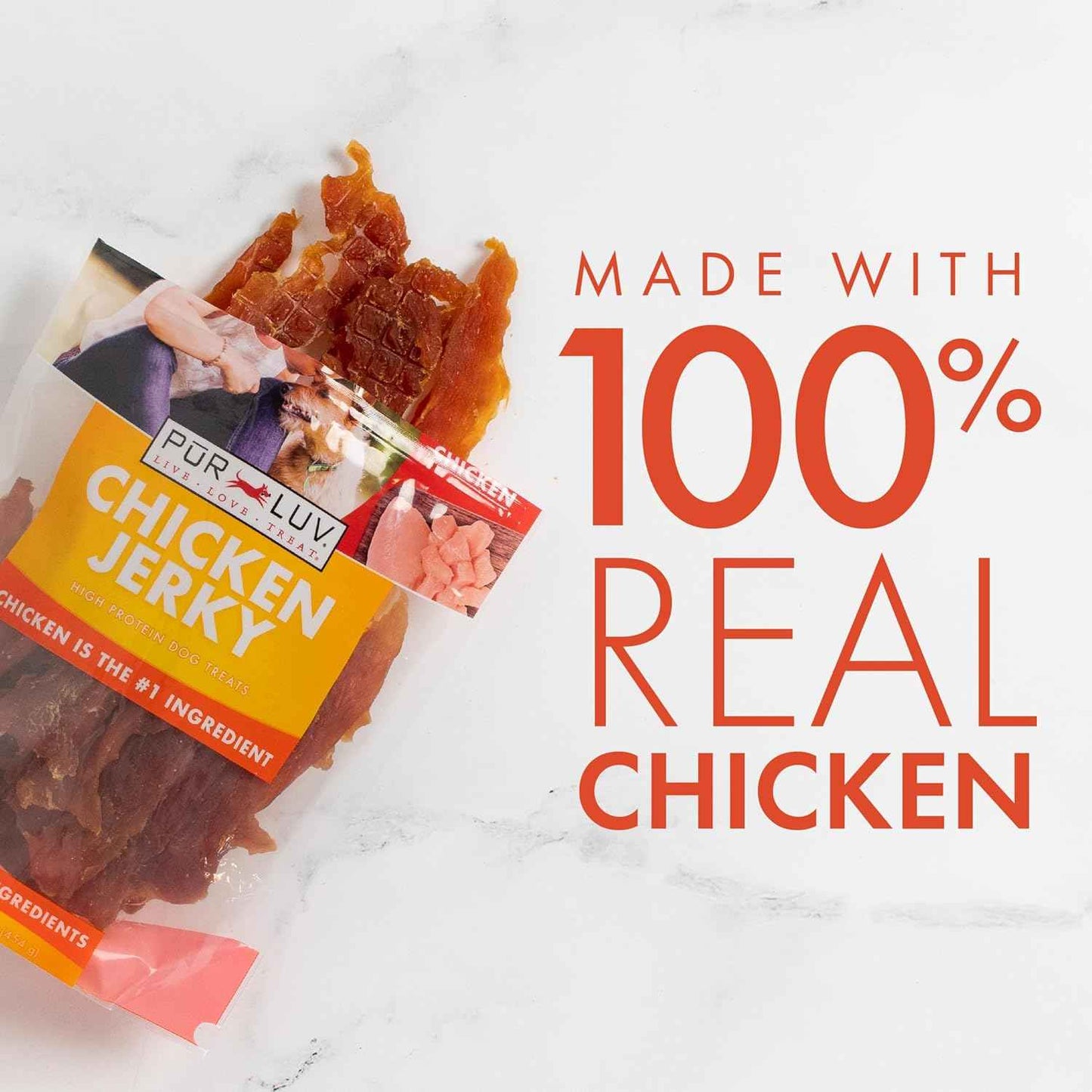 Dog Treats, Chicken Jerky for Dogs, Made with 100% Real Chicken Breast, 16 Ounces, Healthy, Easily Digestible, Long-Lasting, High Protein Dog Treat, Satisfies Dog's Urge to Chew