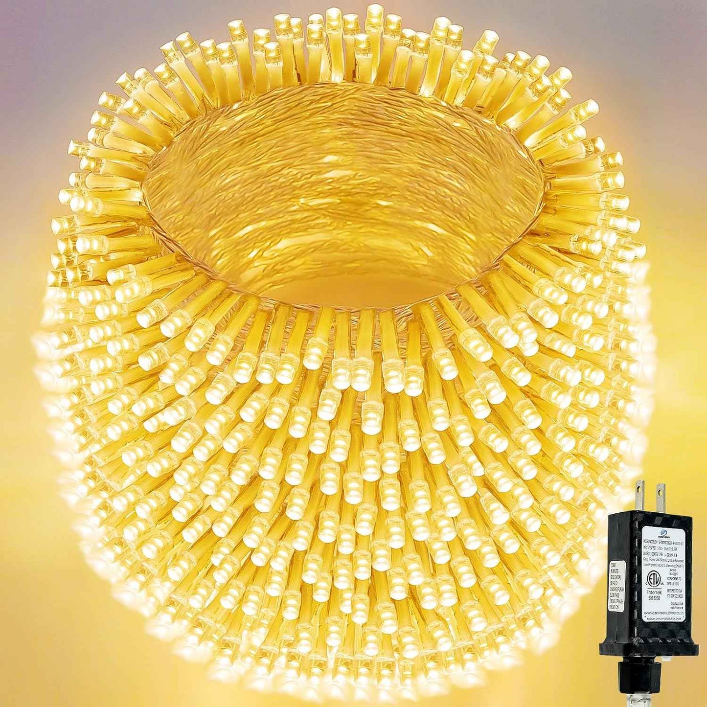 Connectable 200 LED Christmas String Lights, 66FT Warm White Indoor/Outdoor Waterproof Fairy Lights with Timer, 13 Lighting Modes, Clear Wire Plug-In Décor