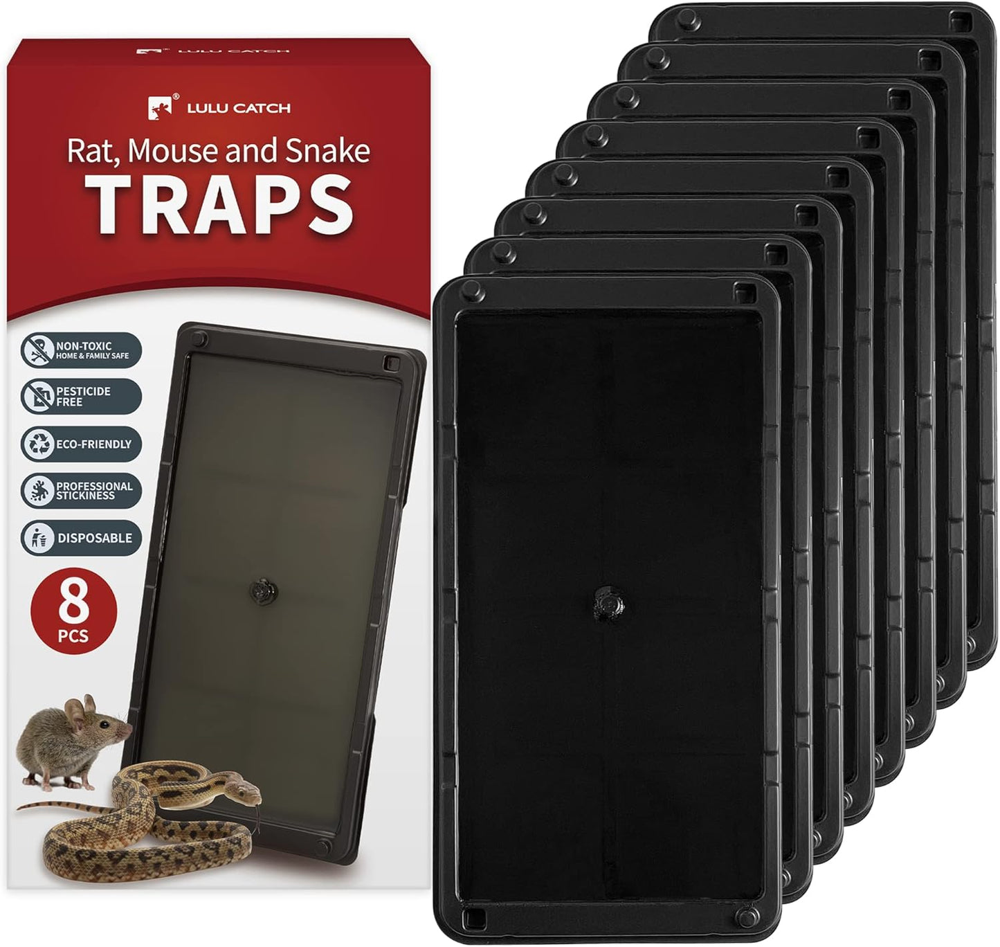 LULUCATCH Mouse & Insect Traps 12 Pack, Heavier Sticky Traps with Non-Toxic Glue for Small Mice & Insects. Sticky Mouse Traps Indoor, Easy to Set, Pet Safe Pest Control