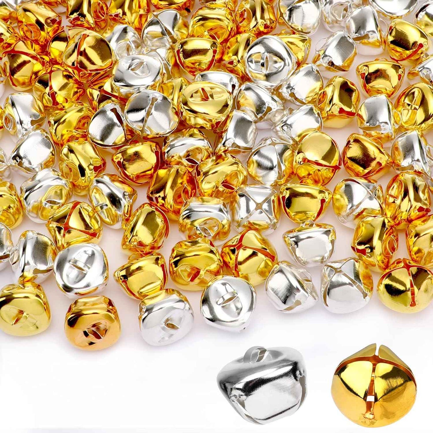 Augshy 120 Pieces Multicolour Jingle Bells, 2/5 Inch Craft Bell Bulk for Christmas Home and Pet Decorations Xmas Decor Party Favors Supplies