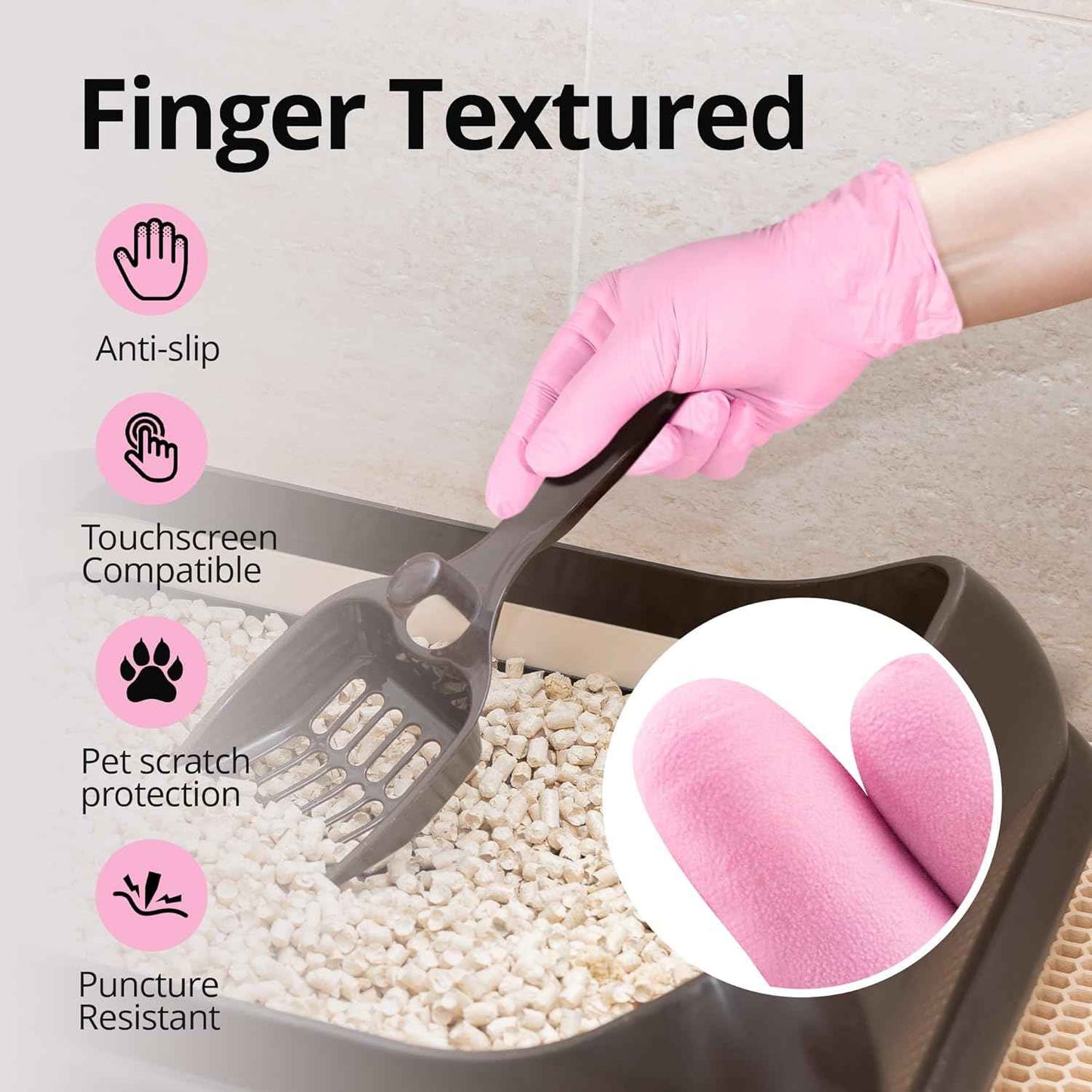 Food-Grade Pink Nitrile Gloves: 3-mil, Latex-Free, Powder-Free, 100-ct Box (Medium)