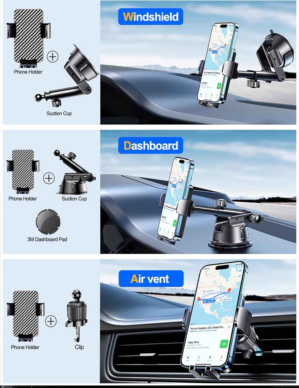 qifutan dash mounted holders universal phone holder for car windshield dashboard