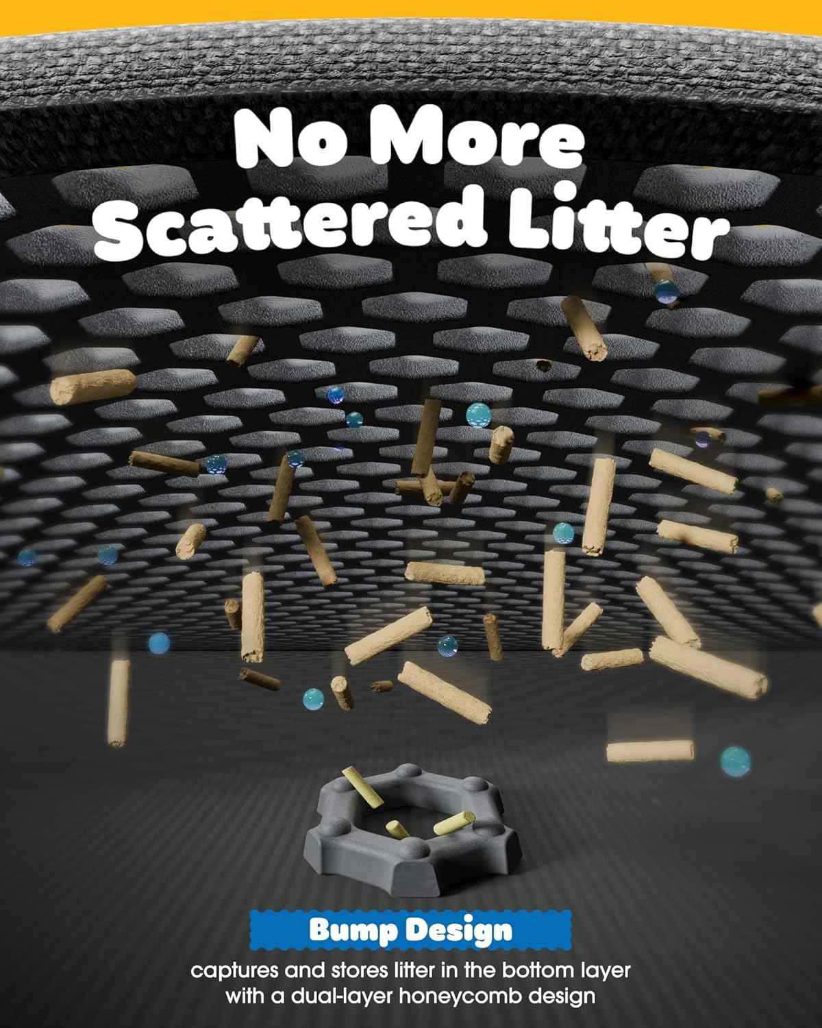 Cat Litter Mat - 23.2'' x 14.6'' Small Litter Trapping Mat, Easy to Clean Litter Box Mat, Waterproof, Urine-Proof, Non-Slip Kitty Litter Mats for Floor, Grey