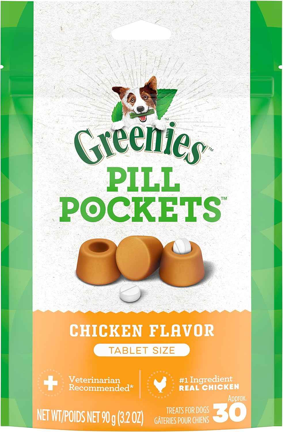 Greenies Pill Pockets for Dogs Large Size, Soft Dog Treats, Chicken Flavor, 15.8 oz. Pouch (60 Treats)