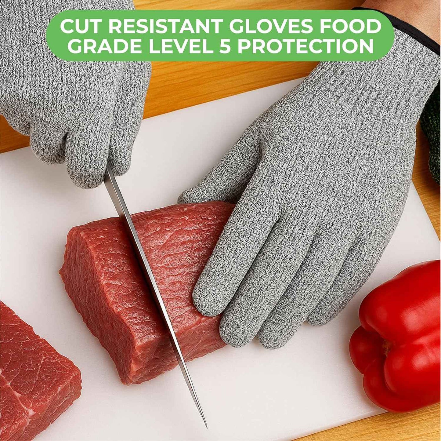 Stainless Steel Cutting Board, Double-Sided Wheat Straw and Steel Cutting Board with Cut-Resistant Gloves, Food Grade 16x11" Chopping Board, Dishwasher Safe Easy to Clean