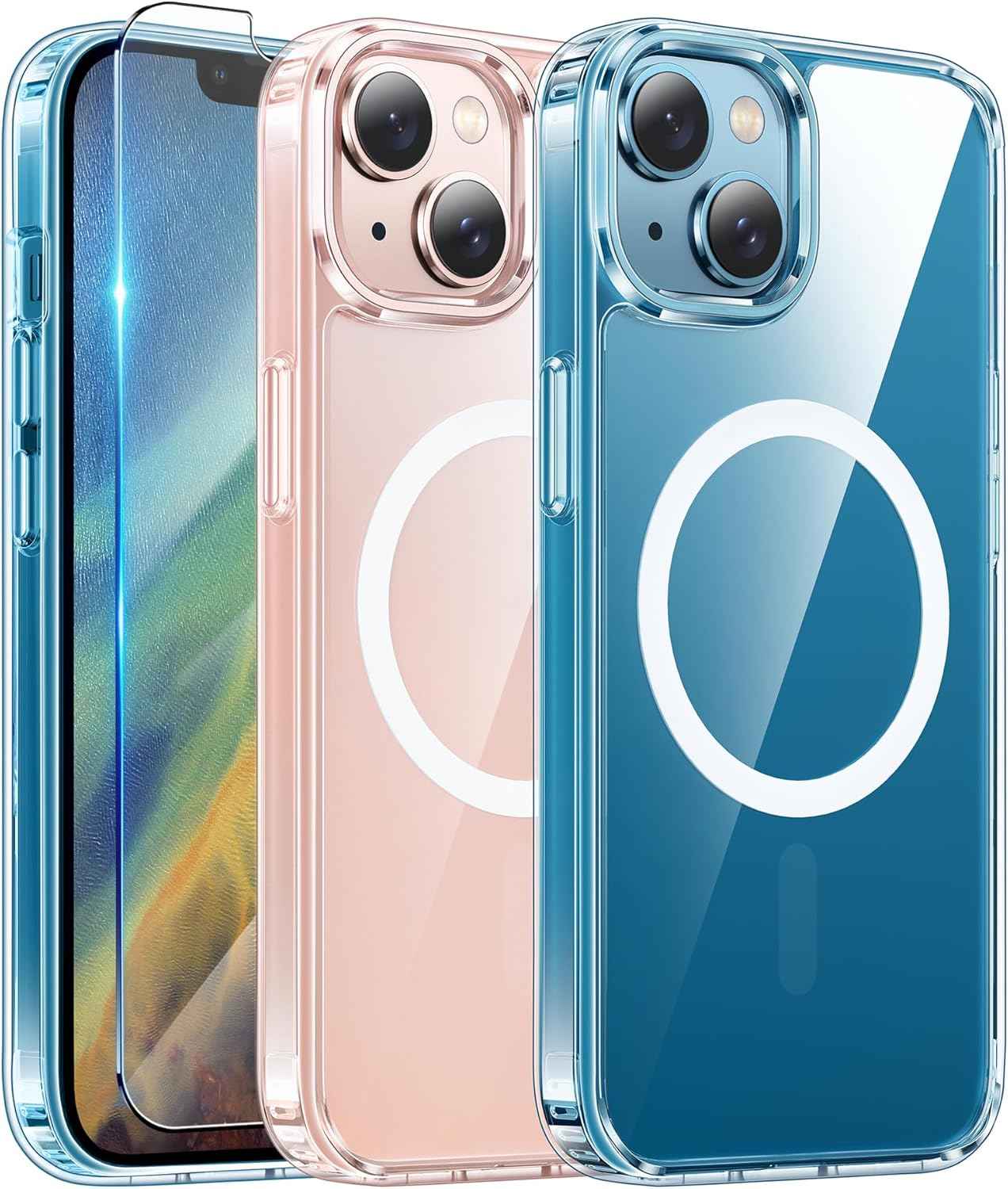 FNTCASE for iPhone 17 Pro Case, Compatible with Magsafe, Clear Transparent Magnetic Shockproof Protective Rugged Phone Cover with Screen Protector - 6.3 inch (A-Clear)