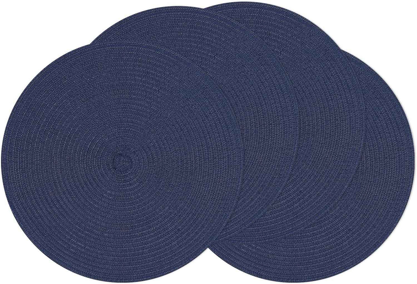 SHACOS 15 inch Round Braided Placemats Set of 6 Non Slip Heat Resistant Cotton Polyester Table Mats Washable Place Mats for Kitchen Dining Party Table Decor (Beige, 6)
