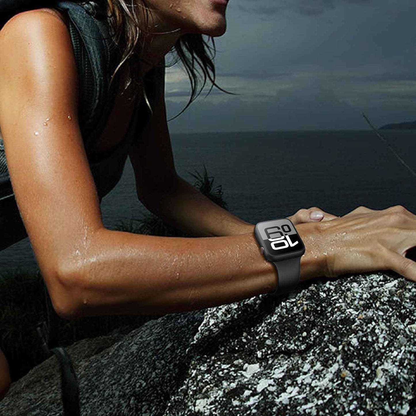 Misxi 2 Pack Tempered Glass Case Compatible for Apple Watch Series 11 (2025) Series 10 46mm, Screen Protector Cover for iWatch, Black