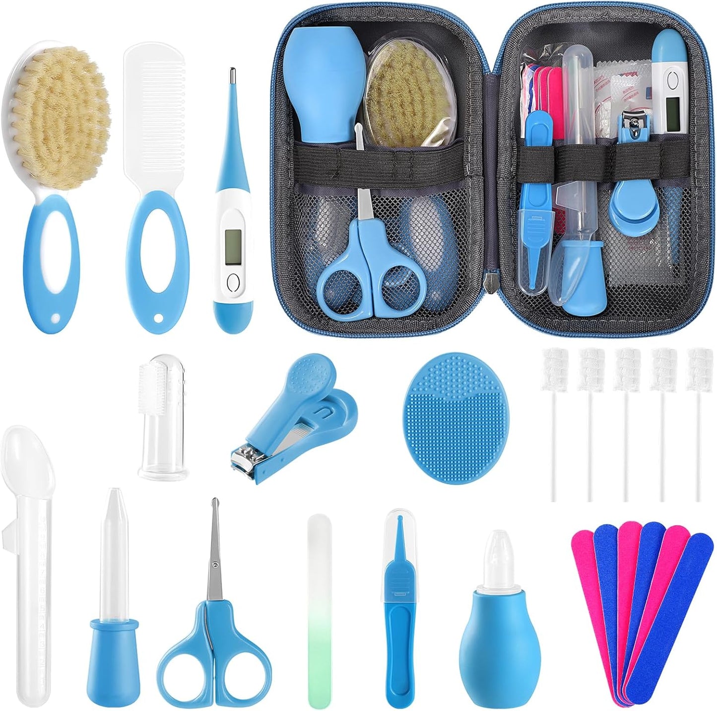 Baby Healthcare and Grooming Kit for Newborn Kids, 24PCS Upgraded Safety Baby Care Kit, Newborn Nursery Health Care Set, Baby Care Product (Grey White)