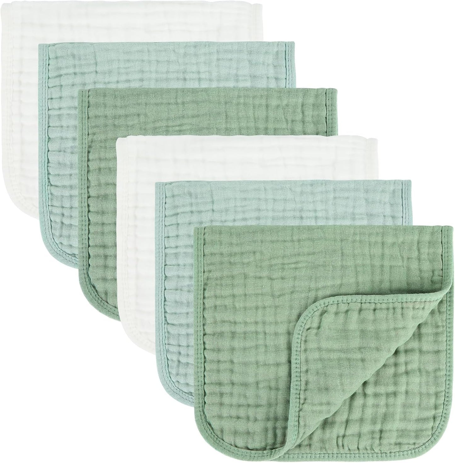 Muslin Burp Cloths 100% Cotton Baby Burp Cloths Soft, Absorbent 10x20 inches for Girls and Boys Baby Essentials