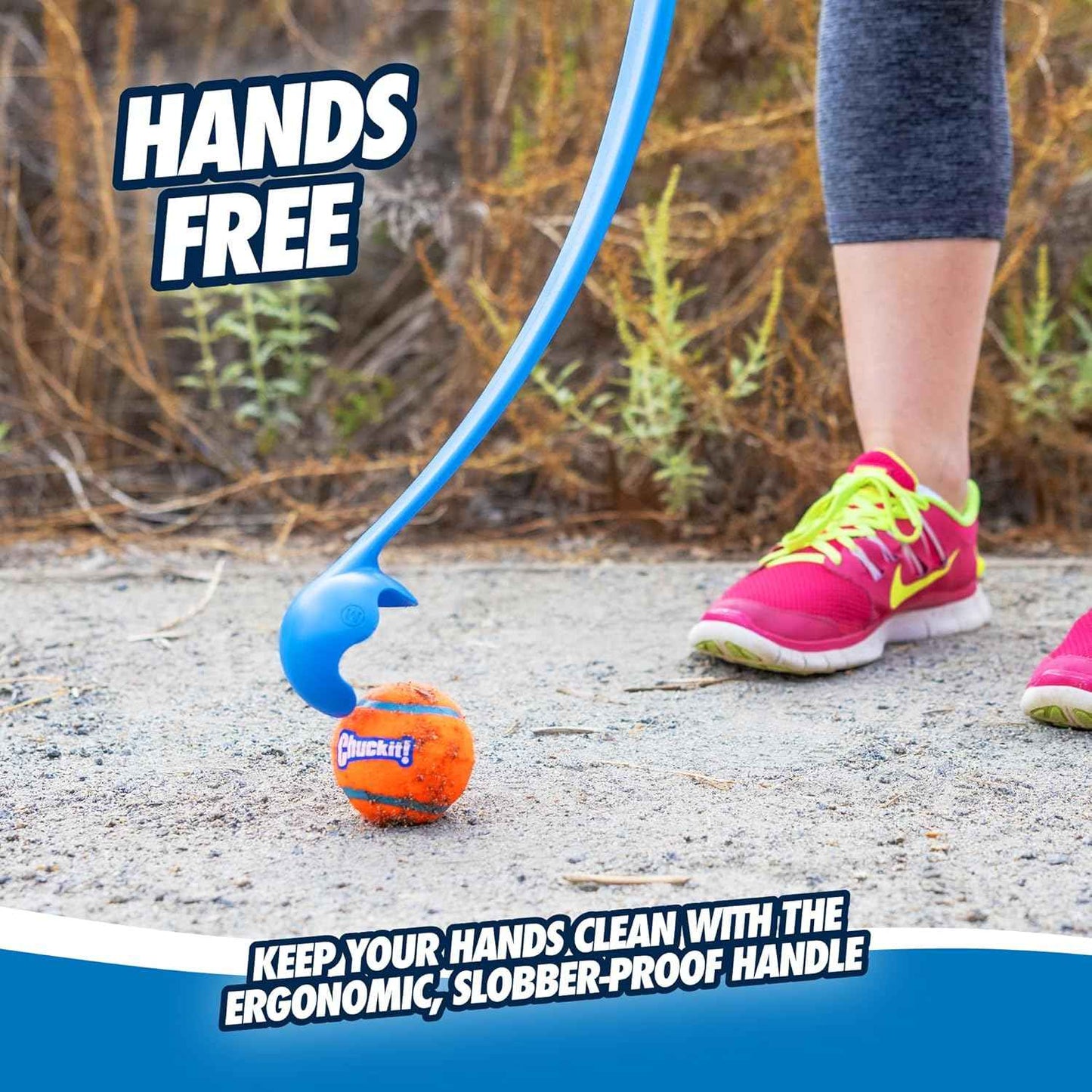 Chuckit! Dog Ball Launcher 12M Sport with 12" Handle Length for Medium (2.5" Dog Balls), Plastic Pet Fetch Ball Thrower, For Dogs 20-60 Pounds, Made in USA, Blue