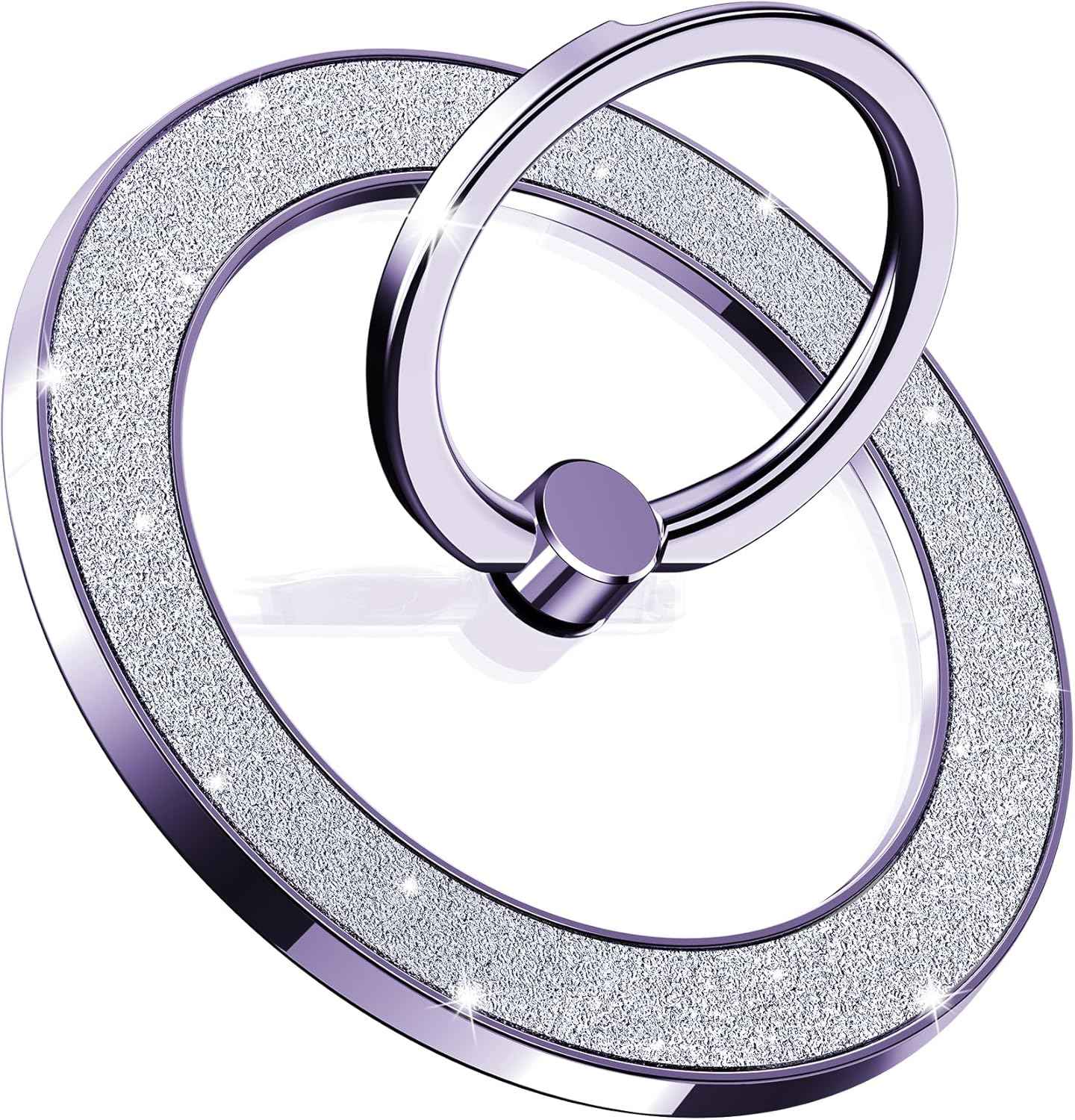 Magnetic Phone Ring Holder for MagSafe Cell Phone Grip Stand Finger Ring Stand Compatible with iPhone 17 16 15 14 13 12 Pro Max MagSafe Accessories Android. (Glitter Gold)