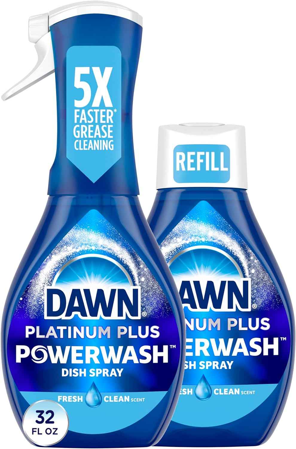 Dawn Platinum Powerwash Dish Spray, Dish Soap Liquid, Fresh Scent Bundle, 1 Spray (16oz) + 3 Refills (16oz each)(Pack of 4)