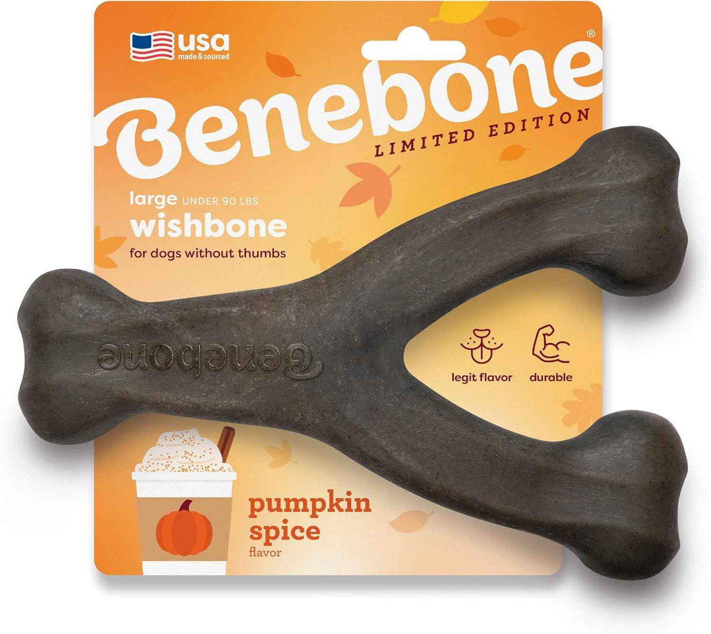 Benebone Wishbone Durable Dog Chew Toy for Aggressive Chewers, Real Bacon, Made in USA, Medium