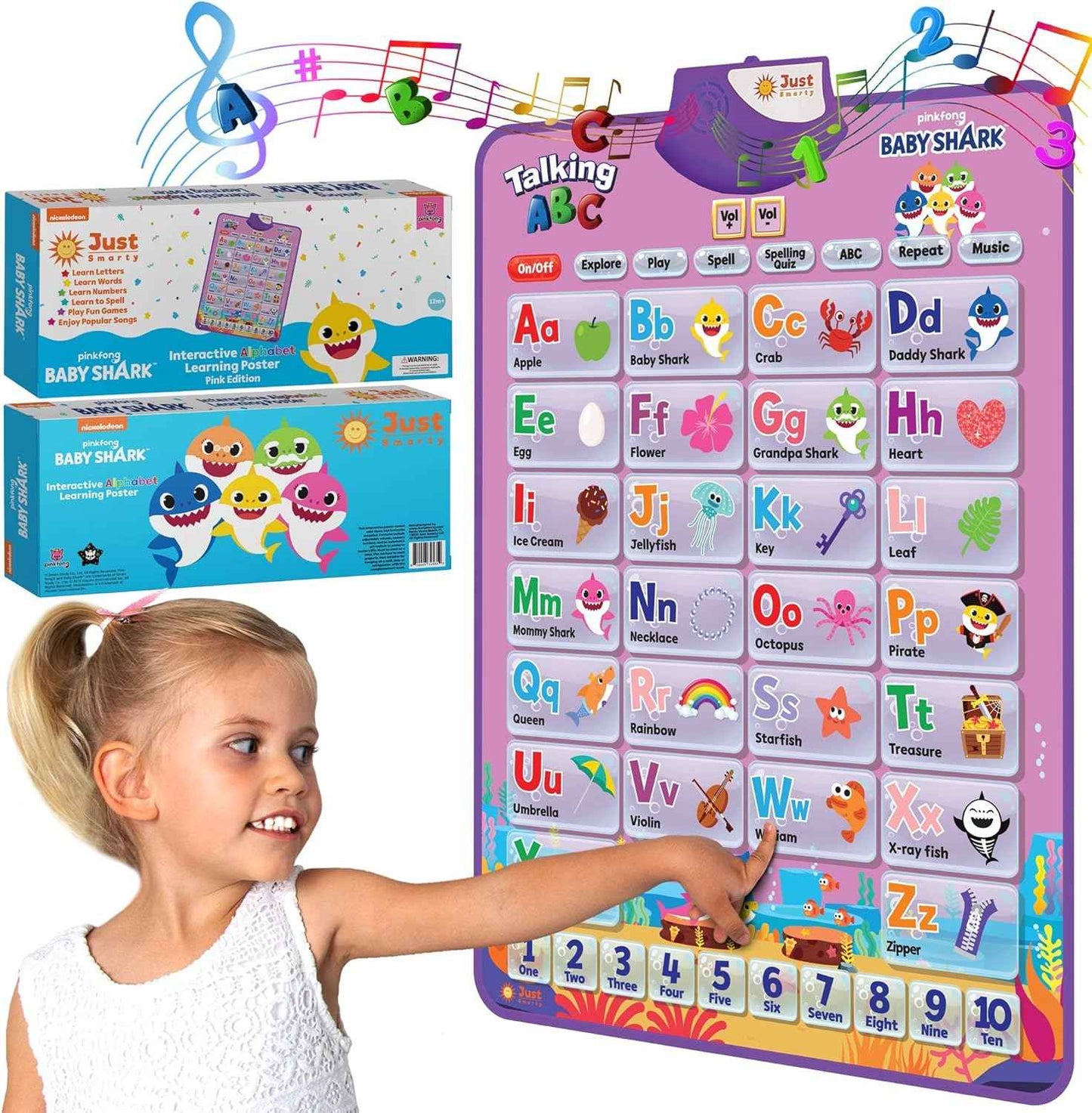 Just Smarty Alphabet Wall Chart for Toddlers 1-3 | ABCs & 123s Kids Learning Toy | Educational Gift for Infant Ages 1 2 3 4 5 | Speech Therapy for Kids 1-3 | Autism Toys for Toddlers 3-4
