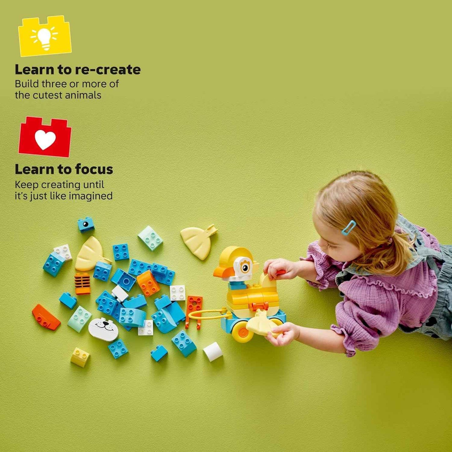 LEGO DUPLO Town 3 in 1 Animals on Wheels Building Toy - Learning Play Set for Toddler Boys & Girls, Ages 2+ - Building Blocks for Sensory Skills Practice - Gift for Christmas - 10448