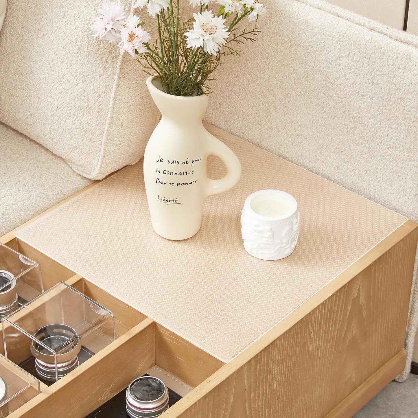 100% EVA Shelf Liner for Kitchen Cabinet, 24" x 360" Drawer Liners Non Adhesive Non Slip Waterproof Plastic Paper, Dresser Pantry Bathroom Refrigerator Protector, Clear