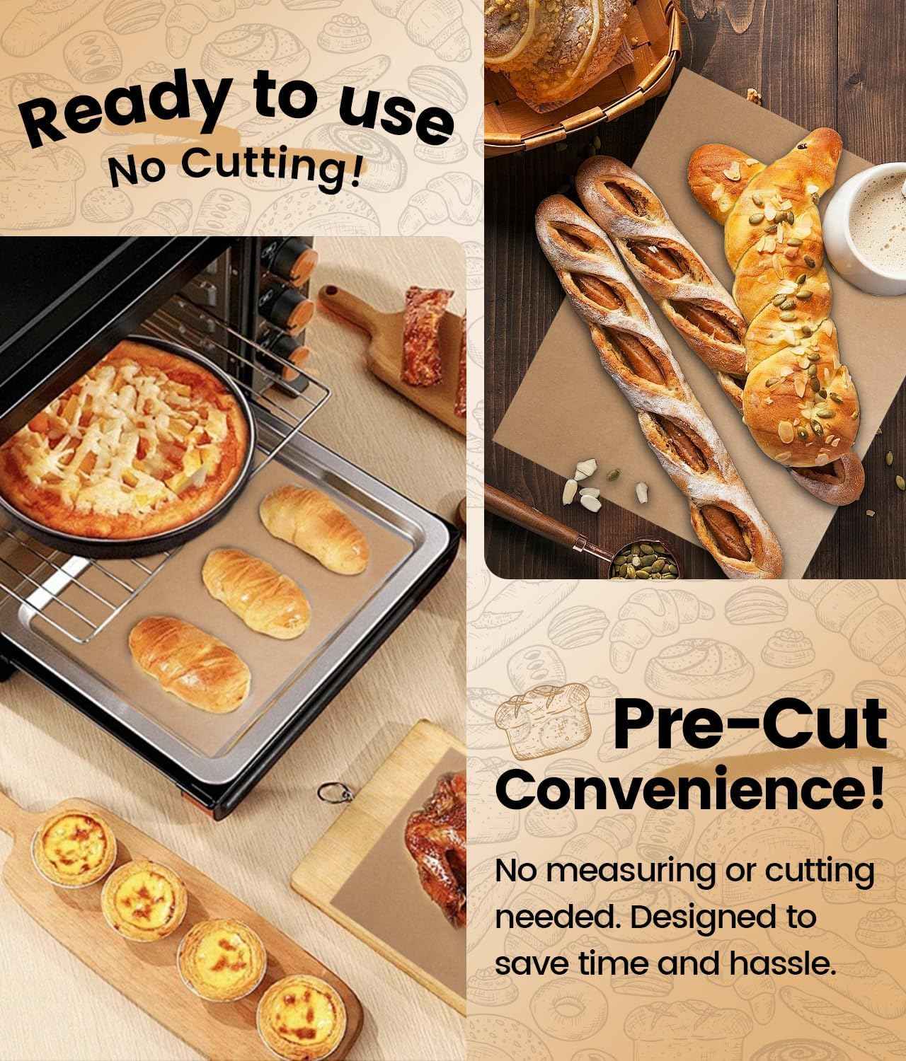 200 PCS Unbleached Parchment Paper Sheets for Baking 12x16 Inches, Non-Stick and Non-Toxic Pre-cut Parchment Sheets for Oven, Cooking, Grilling, Air Fryer and Steaming - Fit for Half Sheet Pans