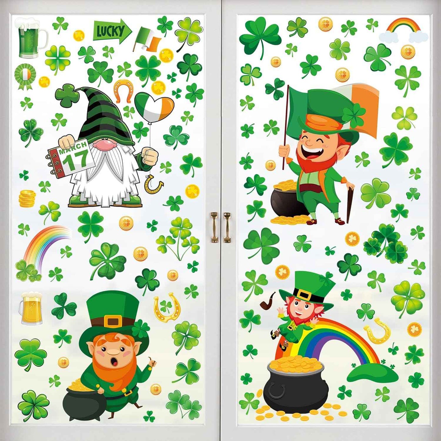 144 PCS Christmas Window Clings, Snowflake Window Clings for Stickers for Glass, Christmas Decorations Decals for Snowman Santa Claus Tree Reindeer Elf Winter Party Accessories Supplies Decor