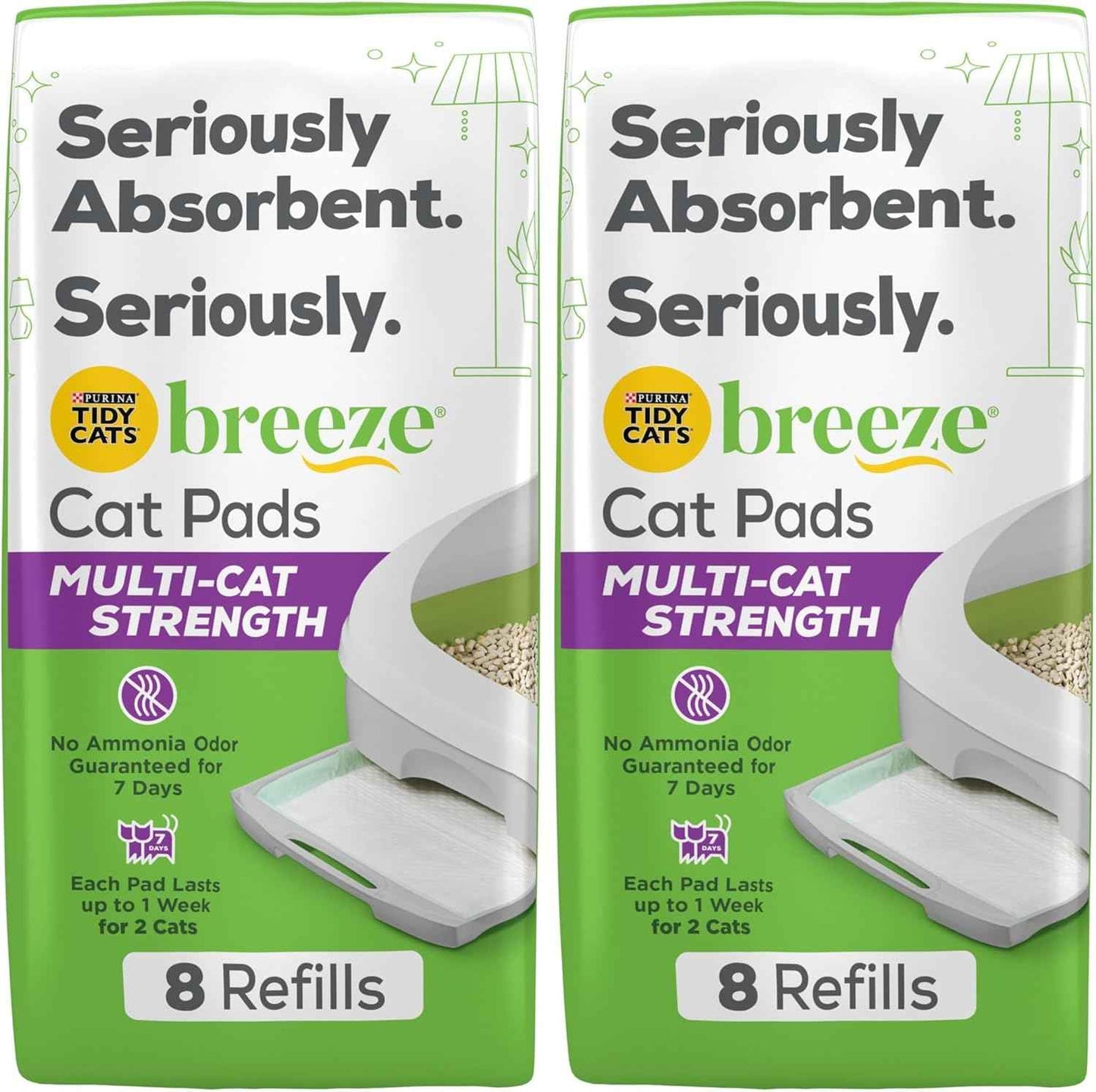 Purina Tidy Cats Cat Litter Breeze Pads Refill Pack Multi Cat Litter Pads - 8 ct. Bag