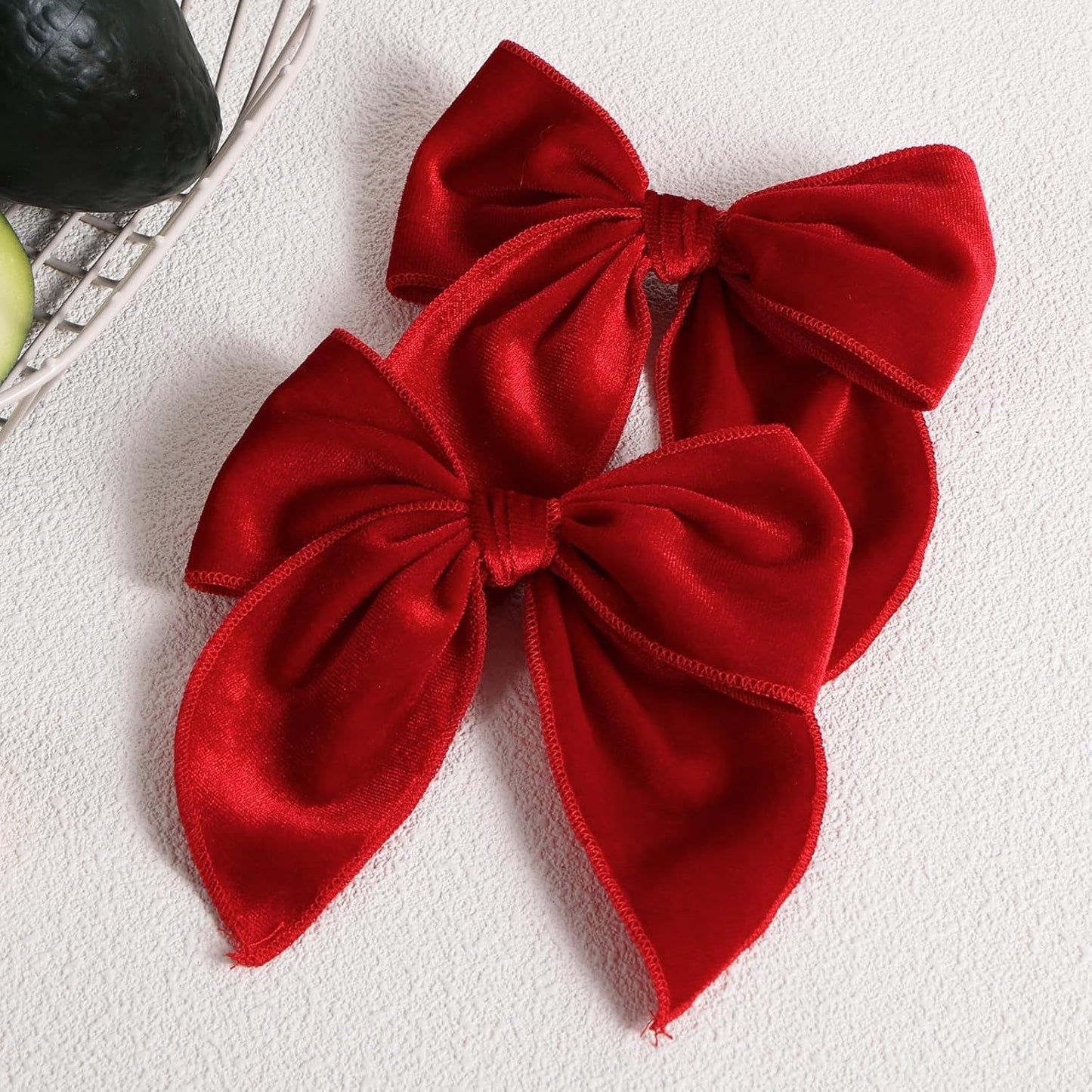 5" Red Christmas Velvet Fable Hair Bows Kids Big Velvet Ribbon Sailor Bow Alligator Clip Cheer Barrettes Hairpins Valentines New Year Gift Accessory for Toddler Teen Baby Girls