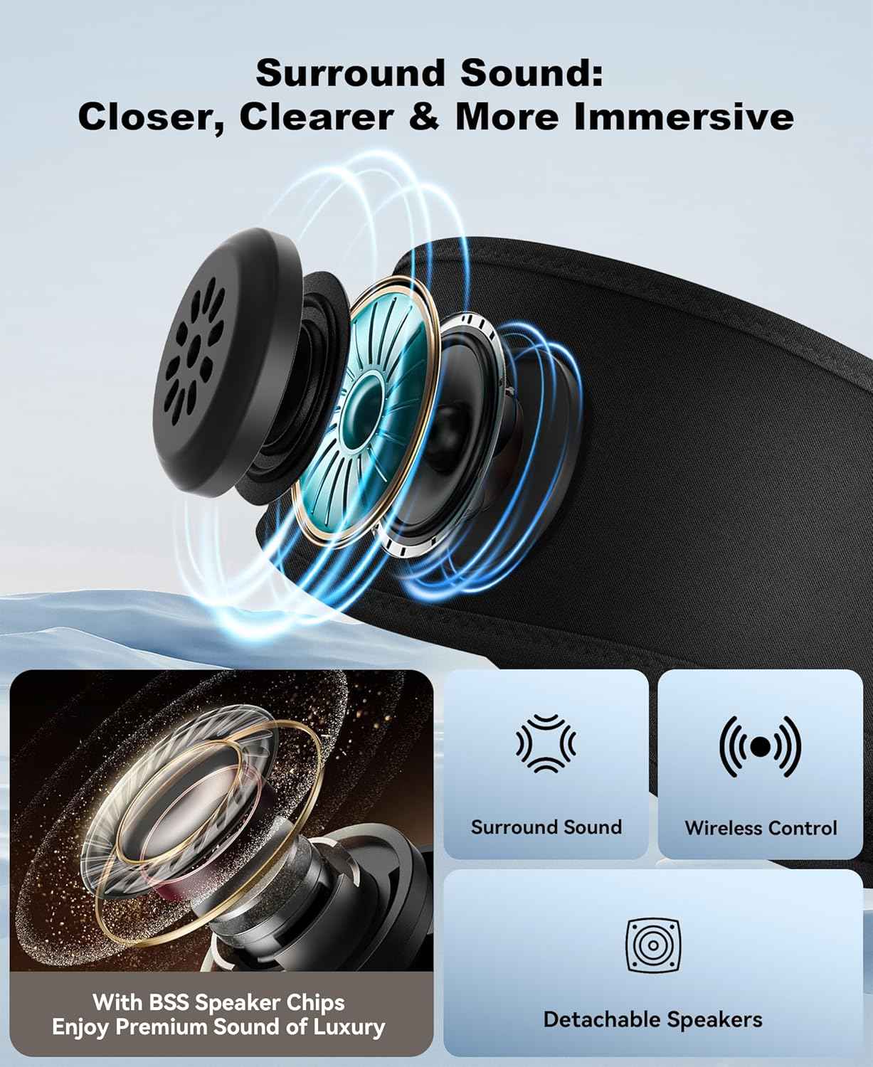 MUSICOZY Sleep Headphones Bluetooth 5.4 Headband, Sports Wireless Earphones Sweat Resistant Earbuds Sleeping Headphone with Ultra-Thin HD Stereo Speaker for Workout Running Cool Gadgets Unique Gifts
