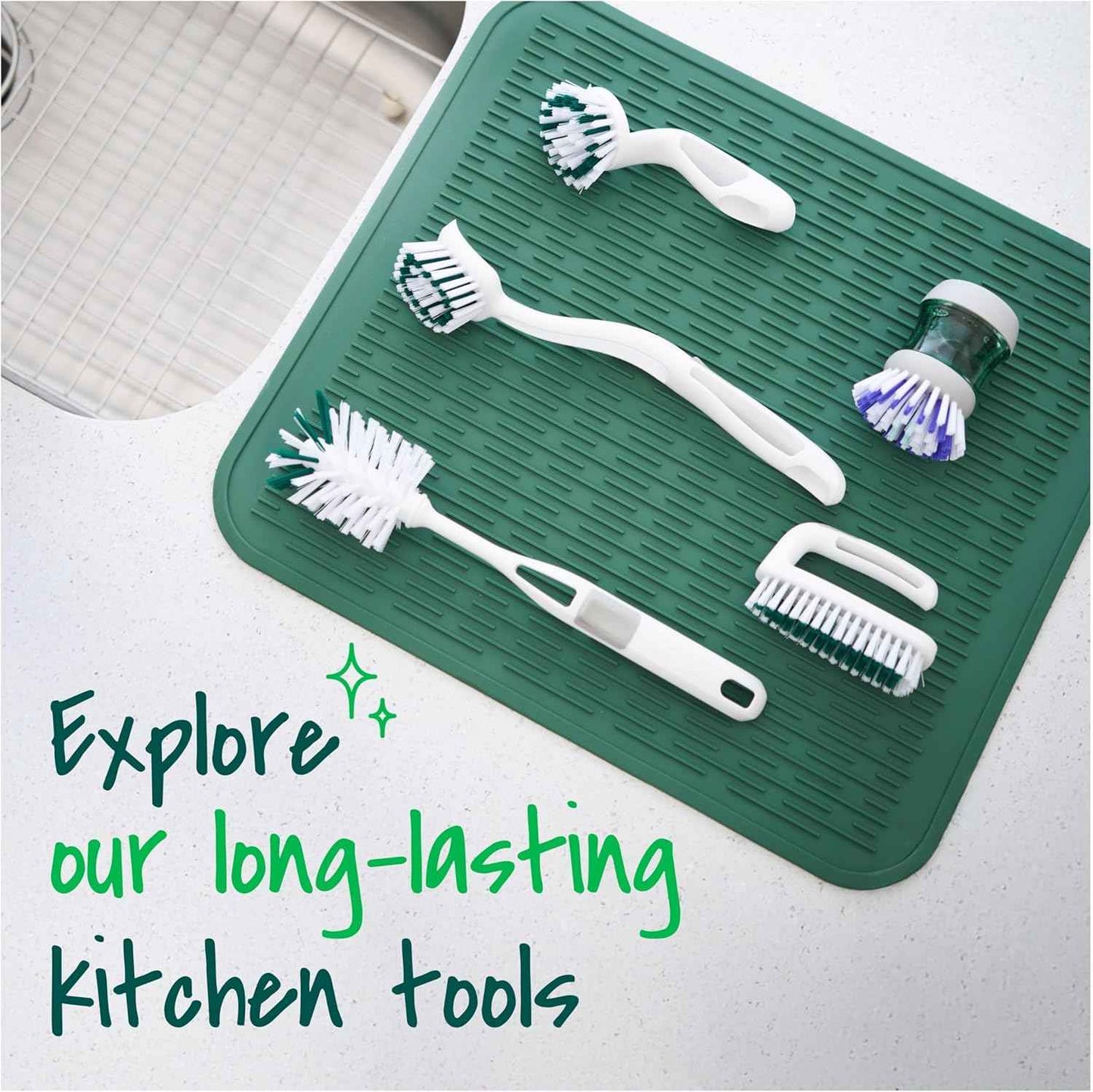 Scotch-Brite Glass and Water Bottle Brush, Long-Lasting, Safe on Glassware, Shaker Bottles, Food Processors, & More, Non-slip handle, Durable, Reusable, Clean in Top Rack of Your Dishwasher