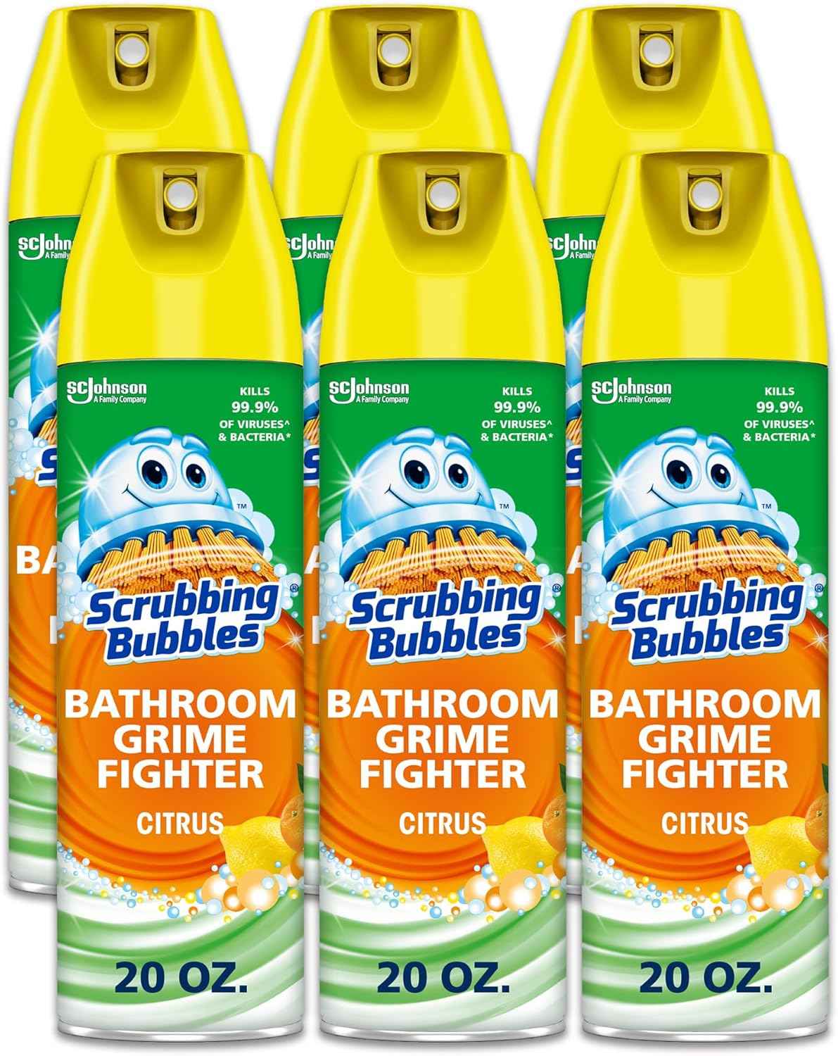 Scrubbing Bubbles Bathroom and Shower Cleaner Aerosol, Foaming Action Bathroom Grime Fighter, Citrus Scent, 20oz (Pack of 1)