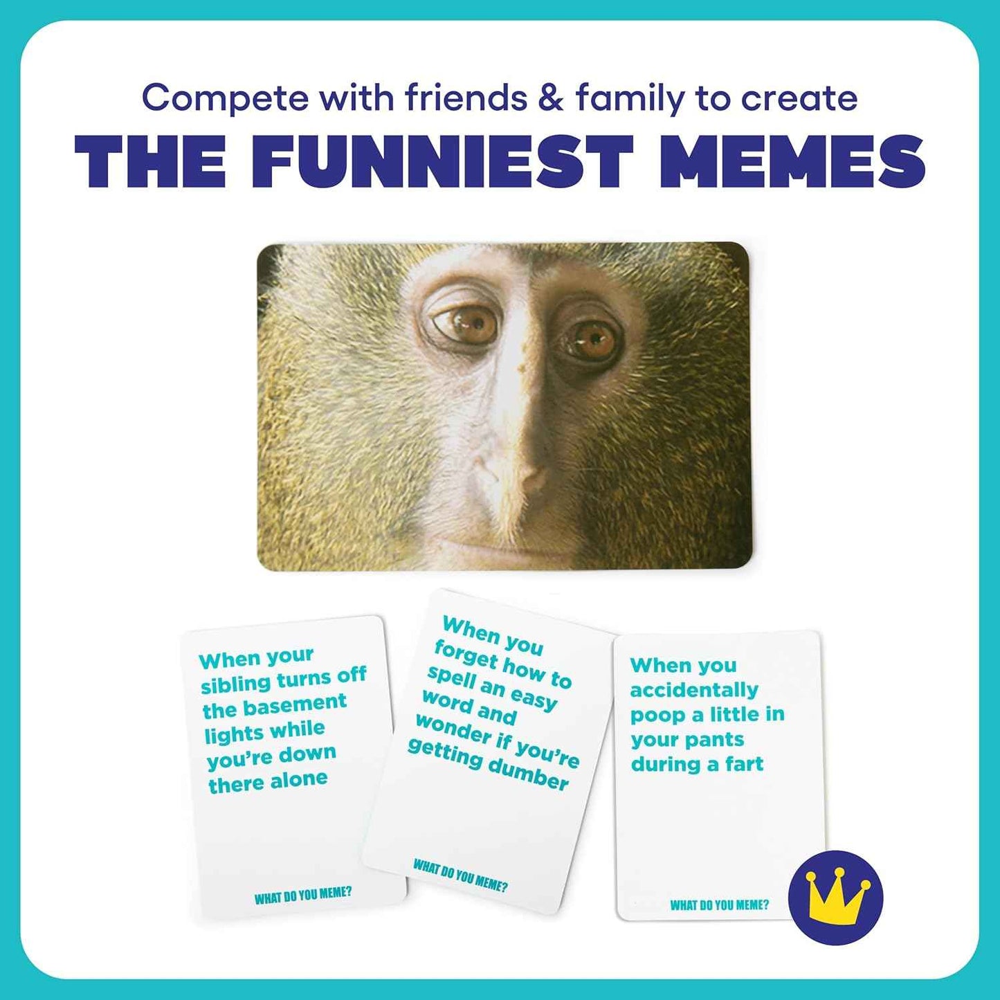 WHAT DO YOU MEME? Family Edition by Relatable, Family Games for Kids 8+, The TikTok Viral, Includes 300 Caption Cards, 108 Photo Cards, Stocking Stuffers Idea for Families