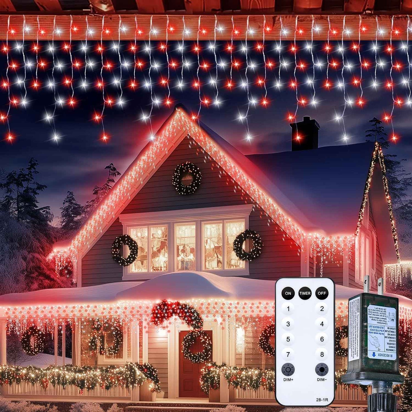 Brightown 40FT Warm White Icicle Christmas Lights, 432 LED Outdoor Waterproof String Lights with 81 Drops, 8 Modes, Timer, Connectable, Remote Included