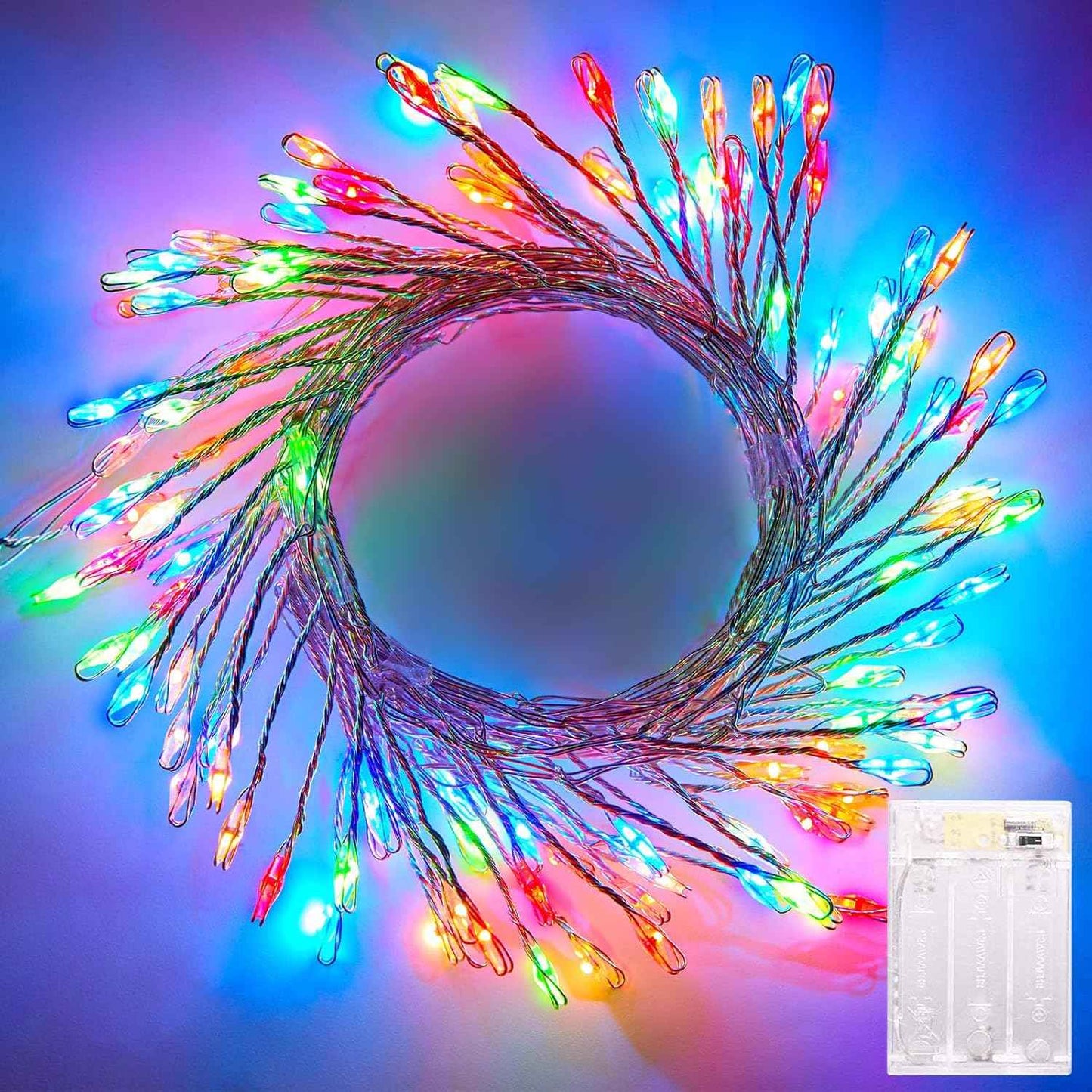 Brightown Fairy Lights Battery Operated, 10Ft 120 LED Firecracker String Lights, Waterproof Silver Wire Starry Firefly Light for DIY Wreath Weeding Indoor Outdoor Christmas Decorations