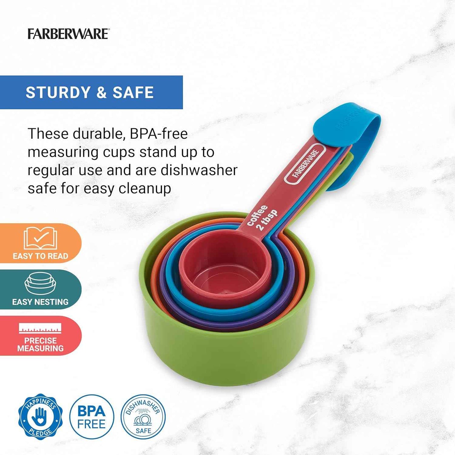 Farberware 5-Piece Measuring Cup Set with Coffee Scoop and Easy-Read Markings