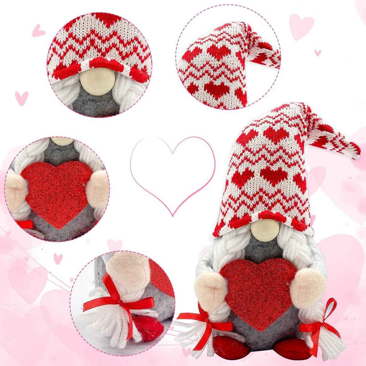 Valentines Day Decor - Valentines Day Decorations - Red Valentine Couple Plush Gnomes Decorations for Home, Indoor, Office - Valentine Gifts for Her, Girls - Romantic Anniversary Vday Gift