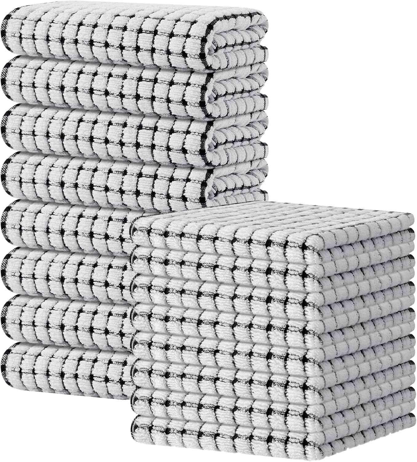 Kitinjoy Cotton 8 Pack Terry Kitchen Dish Cloths, 12 x 12 Inches Super Soft and Absorbent Dish Rags, Quick Drying Dish Towels for Washing Dishes, Mixed Color