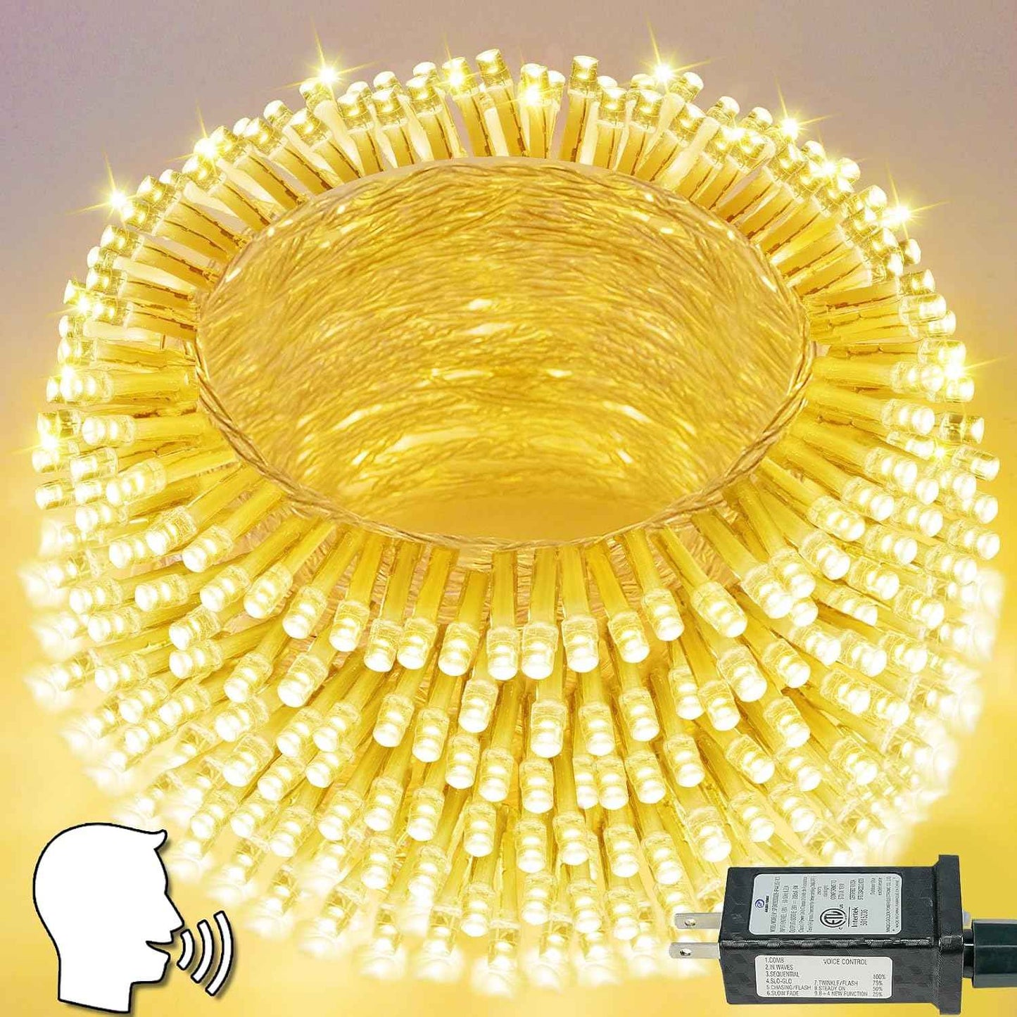 Connectable 200 LED Christmas String Lights, 66FT Warm White Indoor/Outdoor Waterproof Fairy Lights with Timer, 13 Lighting Modes, Clear Wire Plug-In Décor