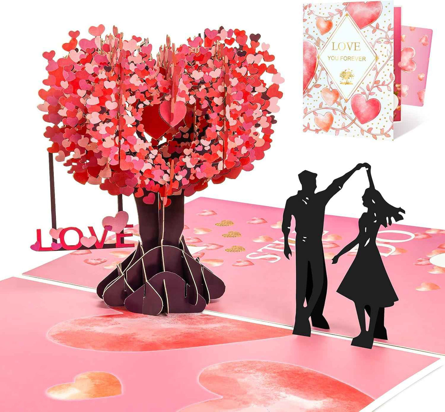 3D Pop Up Anniversary Card, I Still Do Love Tree Hearts Couple Wedding Card for Her, Wife, Husband, Him, Girlfriend, Romantic Love Letter Gift for Wedding, Anniversary, Valentines, Birthday