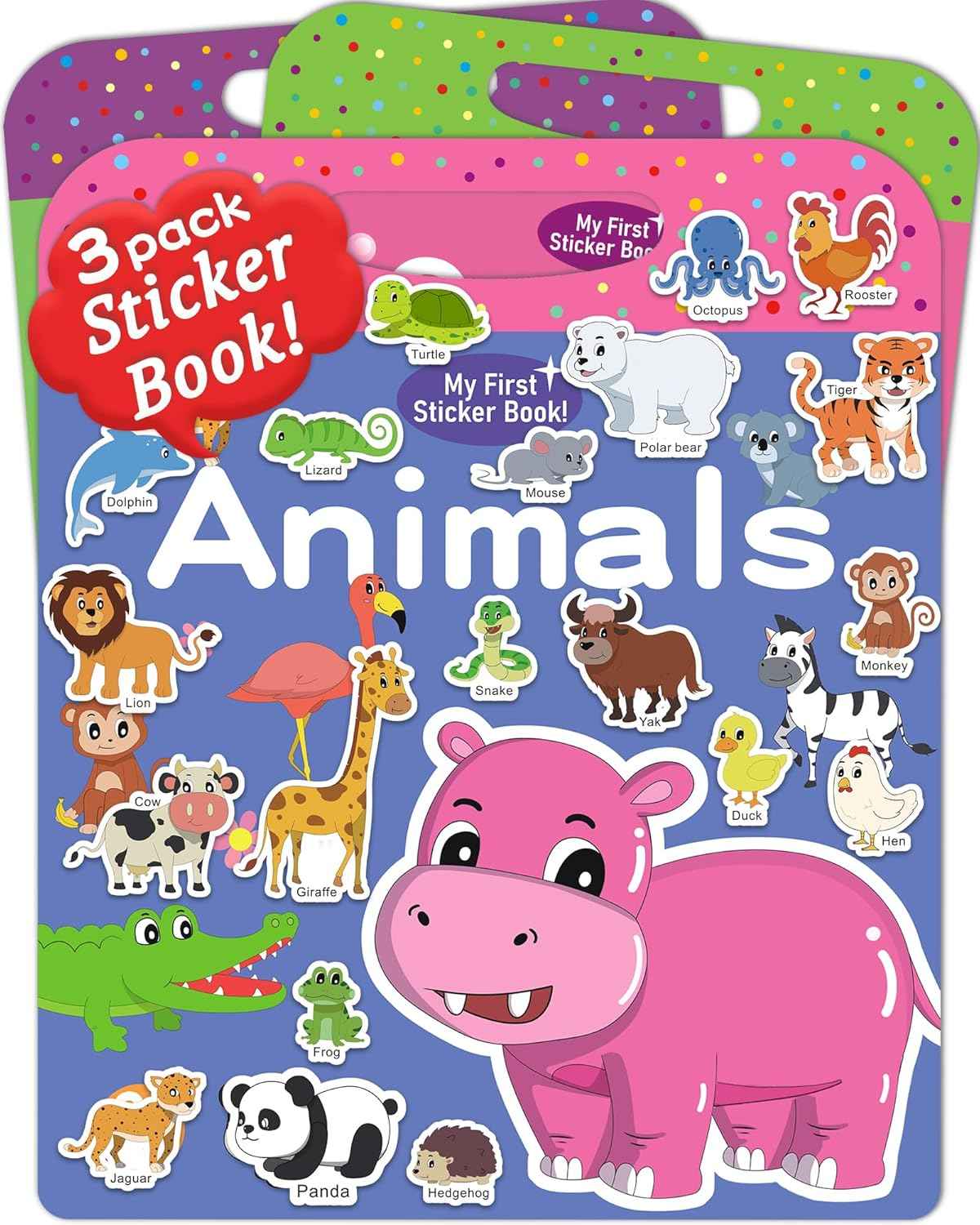 Benresive Reusable Sticker Book for Toddlers 2-4 Years, 3 Sets Travel Stickers for Kids, Waterproof Sticker Books for Toddlers 1-3, Crafts Activities for Todddlers 1-3 2-4 3-5