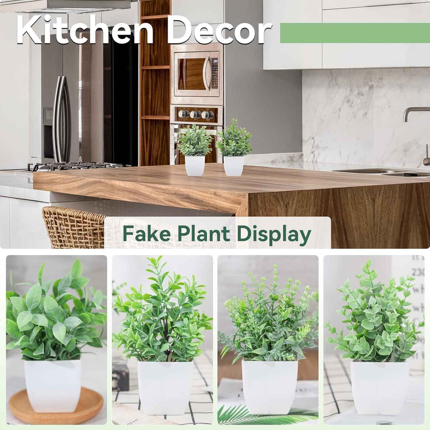 Der Rose 4 Pack Fake Plants Mini Artificial Greenery Potted Plants for Home Decor Indoor Office Table Room Farmhouse Bathroom Decor