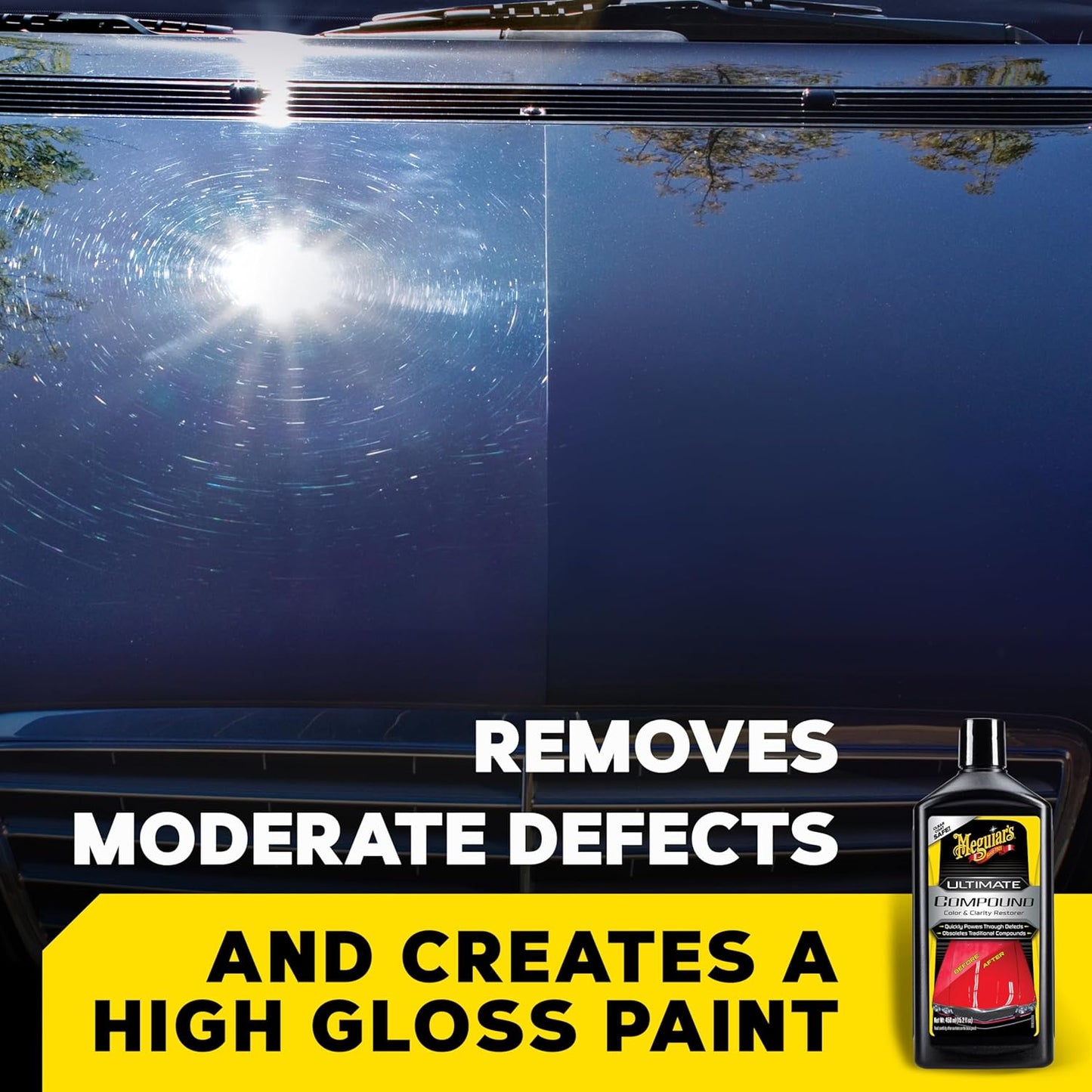 Meguiar’s Ultimate Compound, Pro-Grade Car Scratch Remover for Paint Correction, Removes Swirls and Defects While Restoring Gloss and Shine, Christmas Gifts for Car Guys, 15.2 Oz
