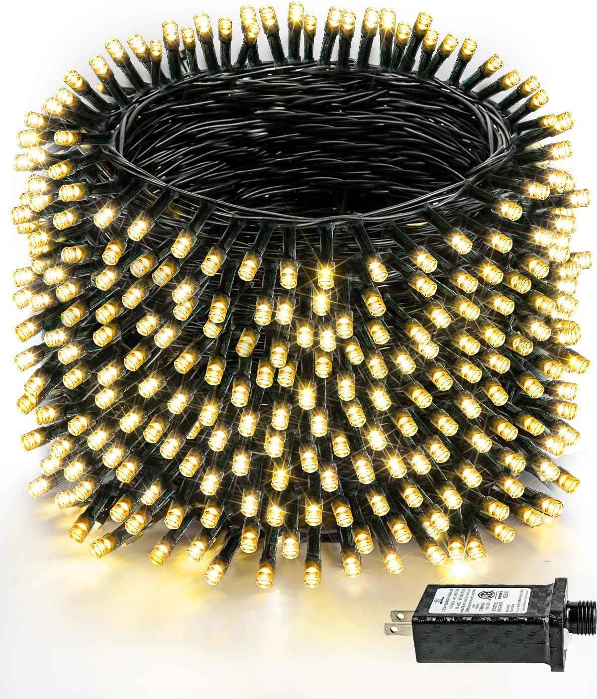 Upgraded 75.8 FT 200 LED Christmas String Lights Outdoor/Indoor, Timer & Memory Function & 8 Modes, Extendable Green Wire Waterproof Fairy String Lights for Xmas Tree Holiday Party Garden (Warm White)