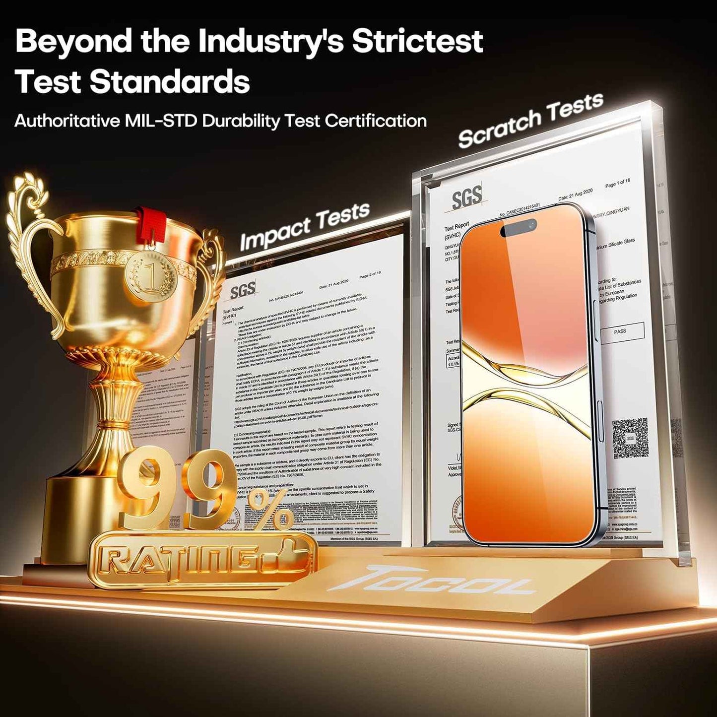 TOCOL for iPhone 17 Screen Protector 6.3 inch 9H Hardness Military Grade Shatterproof HD Tempered Glass for Full Coverage Protection 2 Pack